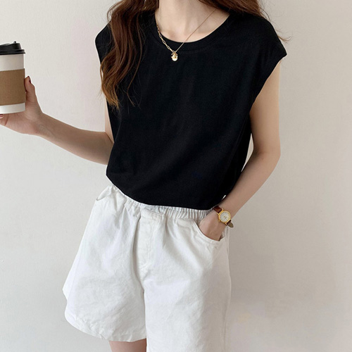 FD-0420  루즈핏 민소매 티셔츠 